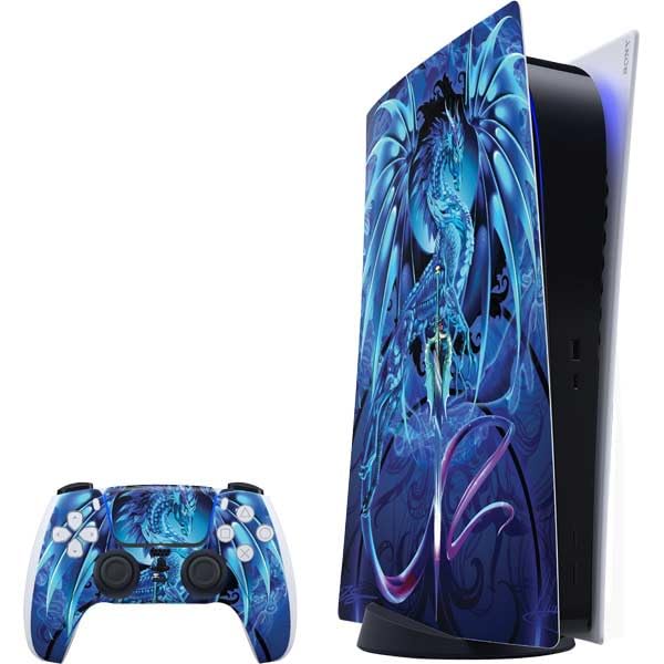 Skinit Decal Gaming Skin Compatible with PS5 Bundle - Officially Licensed Ice Dragon by Ruth Thompson Design