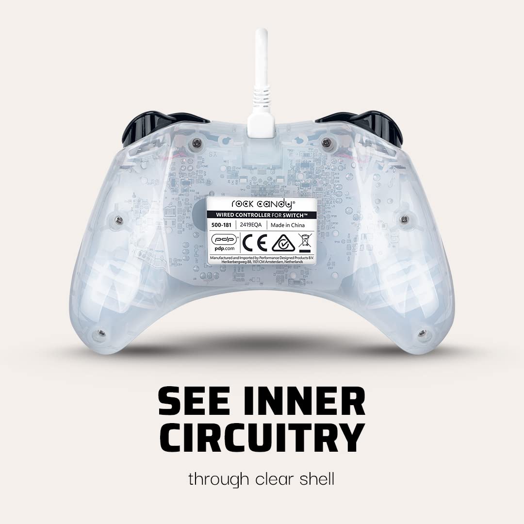 PDP Rock Candy Enhanced Wired Pro Controller for Nintendo Switch & Lite - Frost White, Ergonomic, Compact Design, Model 500-181-WH