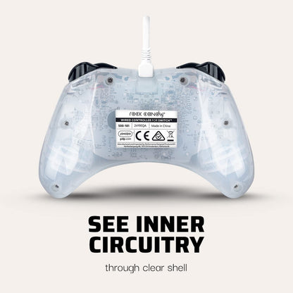 PDP Rock Candy Enhanced Wired Pro Controller for Nintendo Switch & Lite - Frost White, Ergonomic, Compact Design, Model 500-181-WH