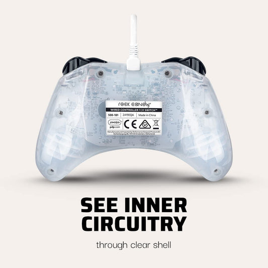 PDP Rock Candy Enhanced Wired Pro Controller for Nintendo Switch & Lite - Frost White, Ergonomic, Compact Design, Model 500-181-WH