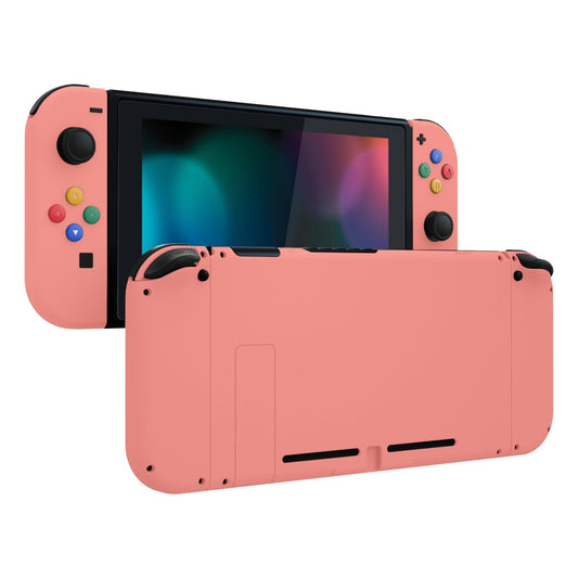 eXtremeRate DIY Replacement Shell Buttons for Nintendo Switch  Soft Touch Back Plate for Switch Console  Housing Case with Colorful Buttons for Joycon Handheld Controller - Coral