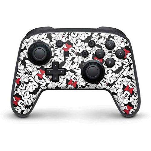 Skinit Decal Gaming Skin Compatible with Nintendo Switch Pro Controller - Officially Licensed Disney Minnie Mouse Red Color Pop Face Pattern Design
