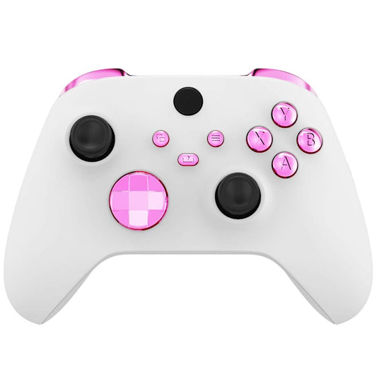 eXtremeRate Replacement Buttons for Xbox Core Wireless Controller, Chrome Pink Glossy Custom LB RB LT RT Bumpers Trigers Dpad AB