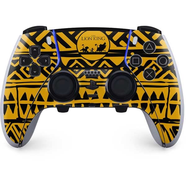 Skinit Decal Gaming Skin Compatible with PS5 DualSense Edge Pro Controller - Officially Licensed Disney The Lion King Simba Timon and Pumba Tribal Print Design