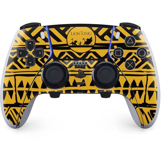 Skinit Decal Gaming Skin Compatible with PS5 DualSense Edge Pro Controller - Officially Licensed Disney The Lion King Simba Timon and Pumba Tribal Print Design