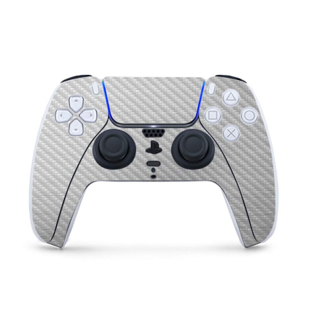 MightySkins Carbon Fiber Gaming Skin for PS5 / PlayStation 5 Controller - Cold Steel | Durable Textured Carbon Fiber Finish | Easy to Apply and Change Style | Made in The USA