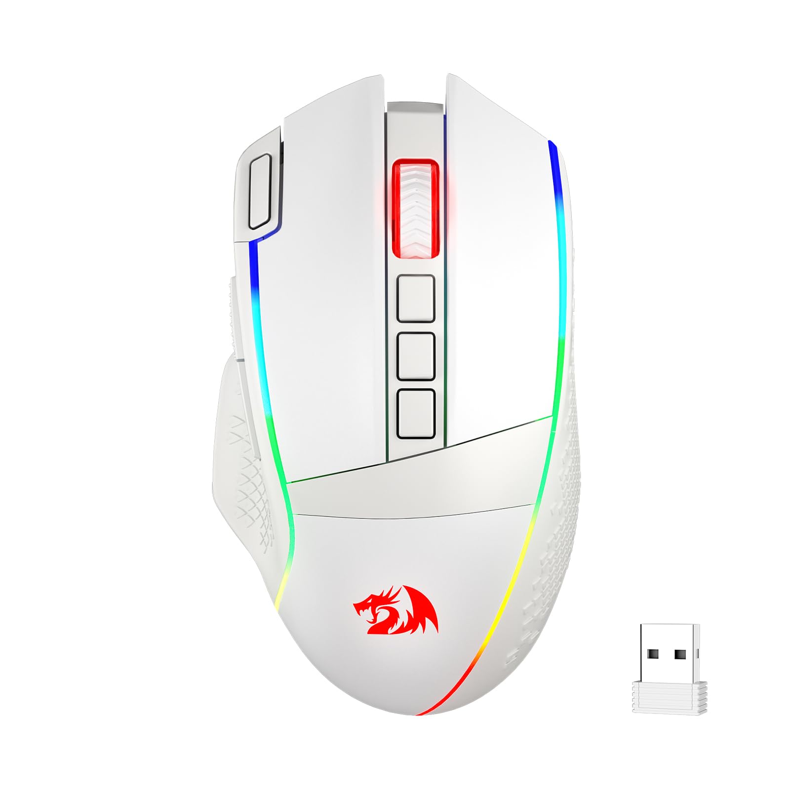 Redragon M991 Wireless Gaming Mouse - 26000 DPI, RGB Backlight, 9 Macro Buttons, White