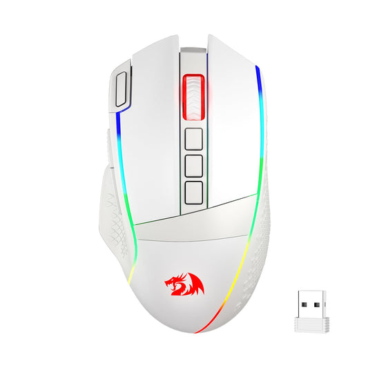 Redragon M991 Wireless Gaming Mouse - 26000 DPI, RGB Backlight, 9 Macro Buttons, White