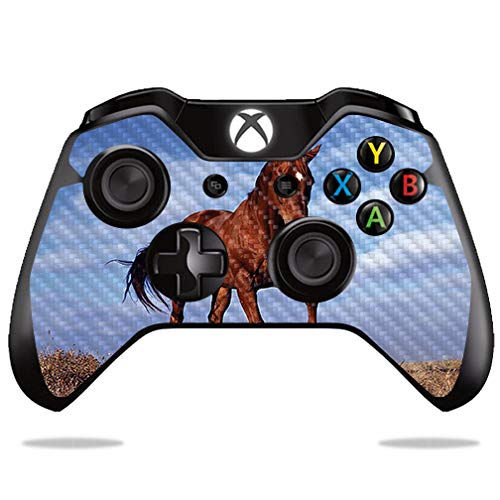 MightySkins Carbon Fiber Skin for Microsoft Xbox One or One S Controller - Horse | Protective  Durable Textured Carbon Fiber Finish | Easy to Apply  Remove  and Change Styles | Made in The USA