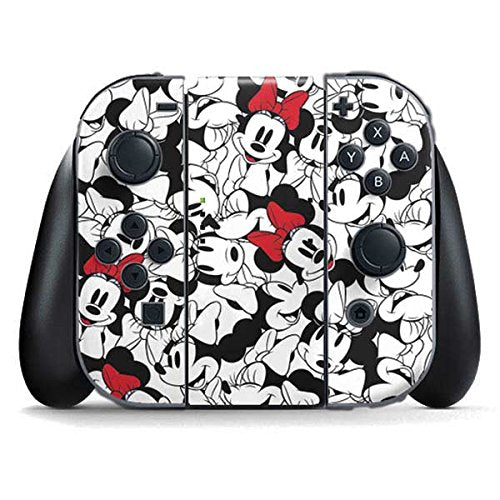 Skinit Decal Gaming Skin Compatible with Nintendo Switch (2017-2021) Joy-Con Controller - Officially Licensed Disney Minnie Mouse Red Color Pop Face Pattern Design