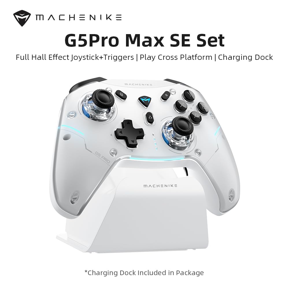 Machenike G5PRO Max SE 1000HZ Wireless Gaming Controller for NS/PC/iOS/Android with Charging Dock PC Controller Hall Effect Joystick&control buttons/Gyroscope RGB Backlight