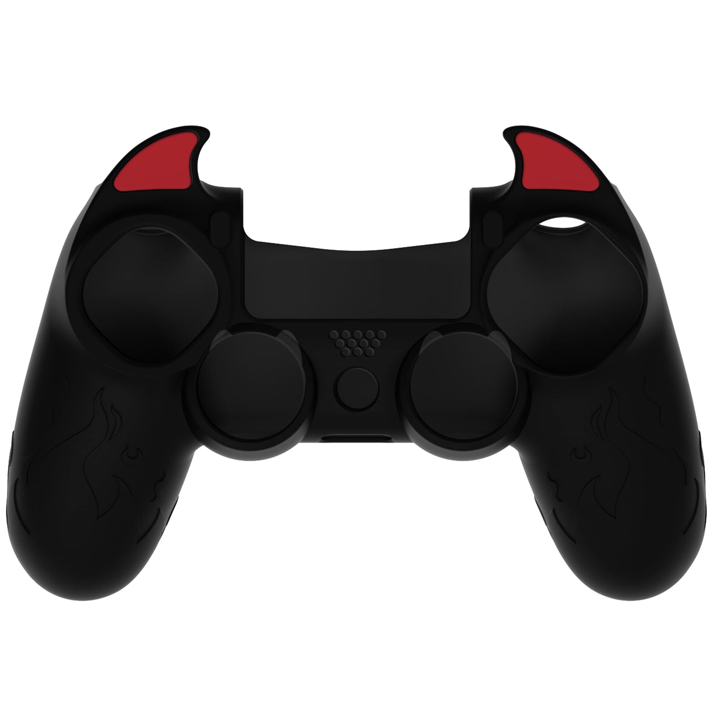PlayVital PS4 Cute Demon Controller Skin - Black Silicone Grip Cover with Thumb Grips & Stickers for PS4 Slim/Pro, Model BRJP4P001