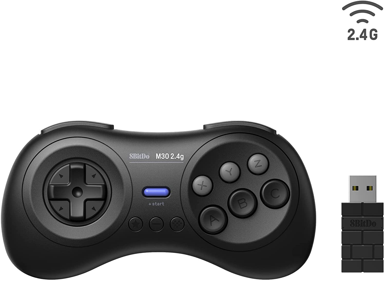 8Bitdo M30 Wireless Gamepad for Sega Genesis Mini & Switch - 6-Button Layout, Black