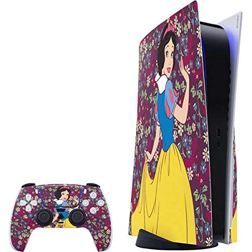 Skinit Decal Gaming Skin Compatible with PS5 Bundle - Officially Licensed Disney Snow White Character with Floral Pattern Design