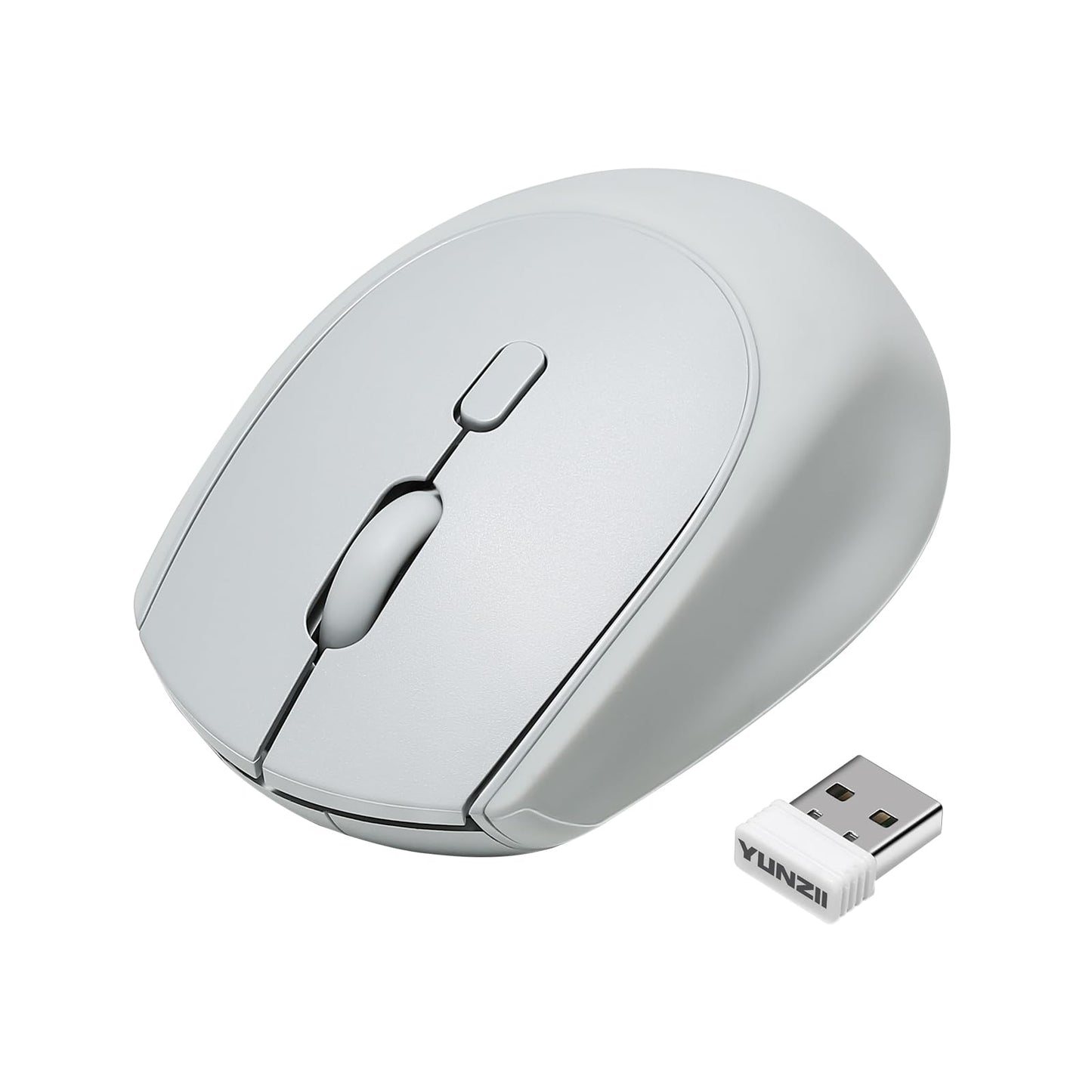 YUNZII C2 Wireless Mouse 2.4GHz Cute Silicone Noiseless Wireless Computer Mouse  Quiet Clicks  3 Adjustable DPI  1600 DPI Optical Tracking  Portable Ergonomic Mice for Laptop/PC/Mac (Gray)