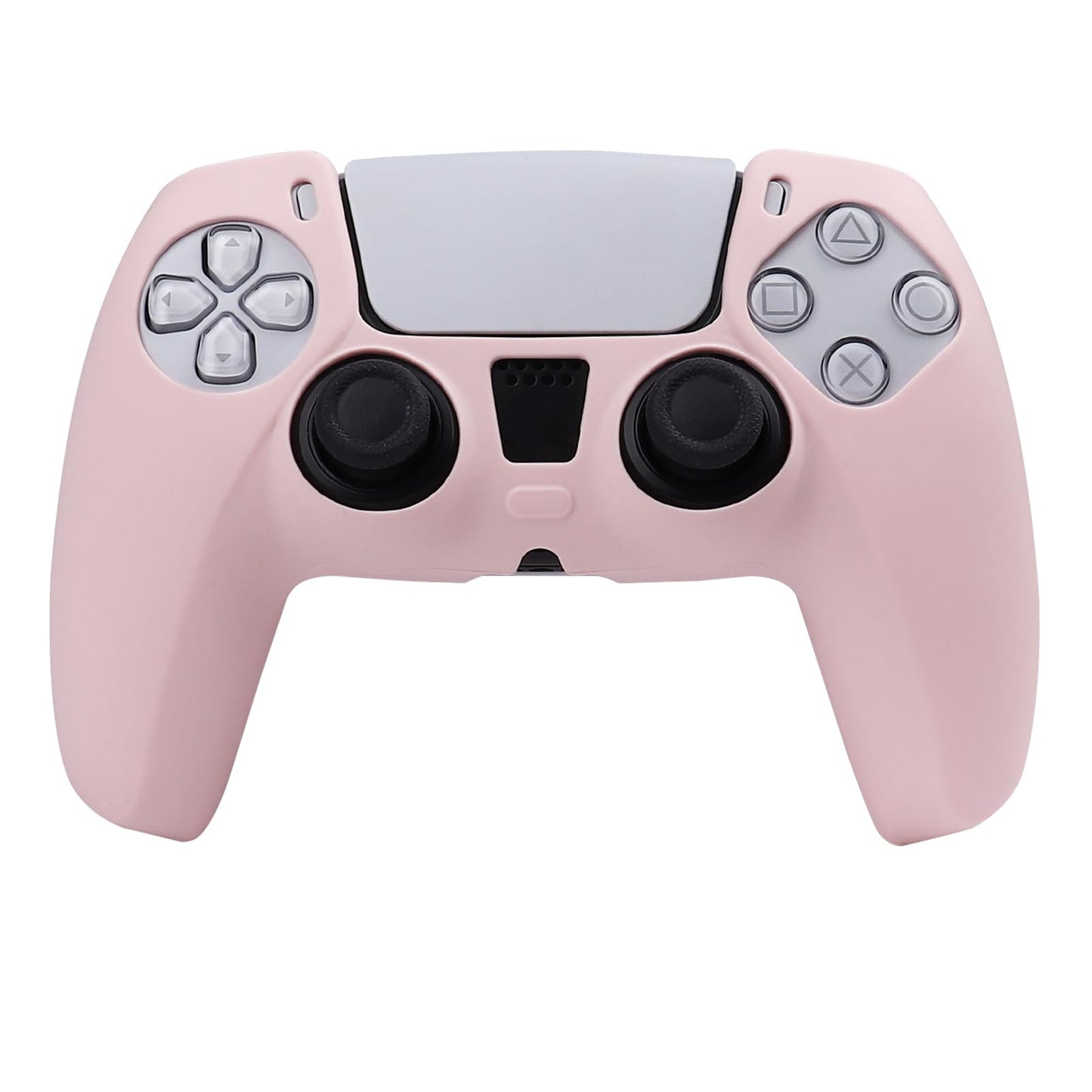 RALAN PurePink Silicone Grip Cover for PS5 Controllers with Non-Slip Design & 2 Thumb Caps