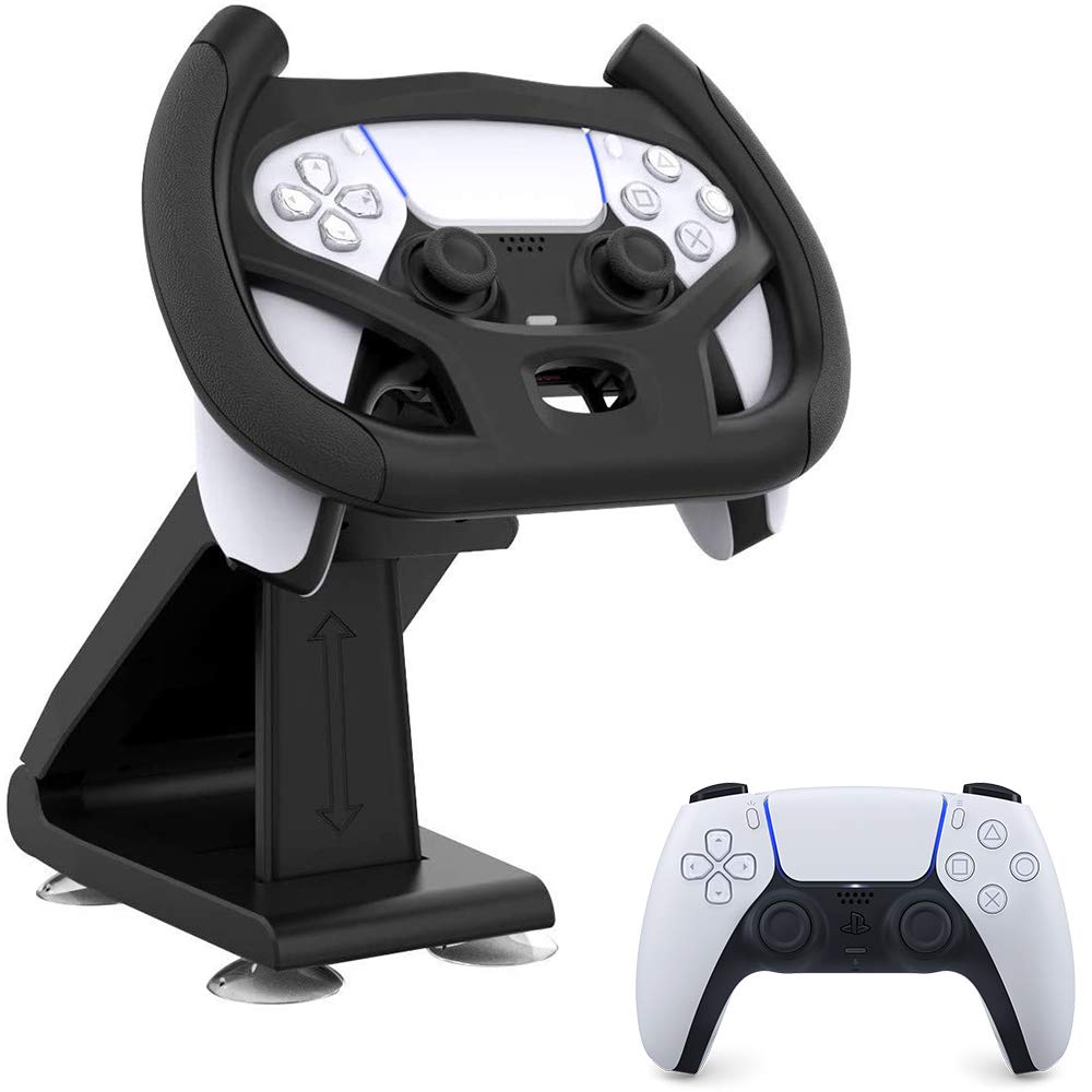 PS5 Gaming Racing Wheel  Meagadream Steering Wheel with4 Table Suction Cup for Sony PlayStation 5 Dualsense Controller (Controller Not Included)