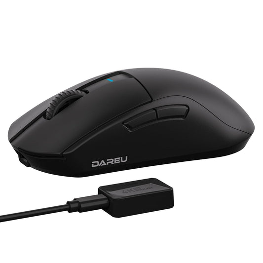 DAREU A950pro 4K Wireless Gaming Mouse:55g Ultra-Lightweight 4KHz Polling Rate PAW3395 Optical Sensor 26K DPI 6 Programmable Buttons Support 15min Fast Charging &Tri-Mode Connection (Black)