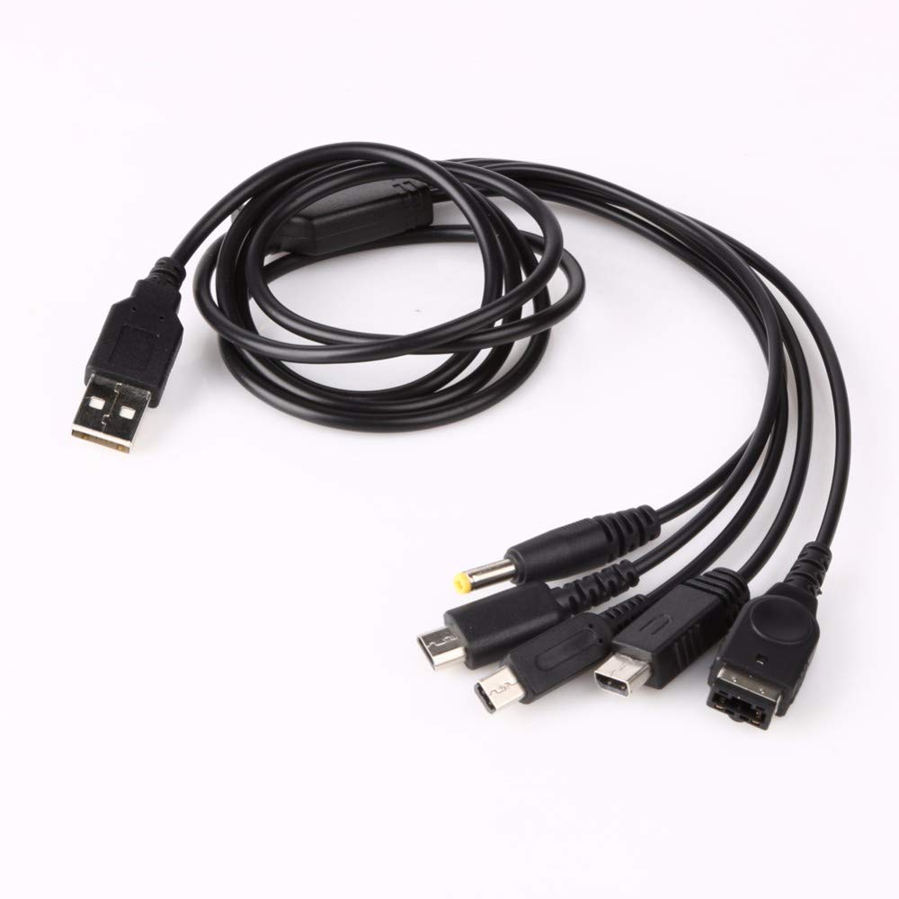 Skywin 5 in 1 USB Charger Cable for Nintendo - Multi System Nintendo DSi Charger Cable Compatible with Nintendo NDS Lite  Wii U  3DS  2DS  PSP 1000  2000  3000  GBA SP - Charge All with One Cord