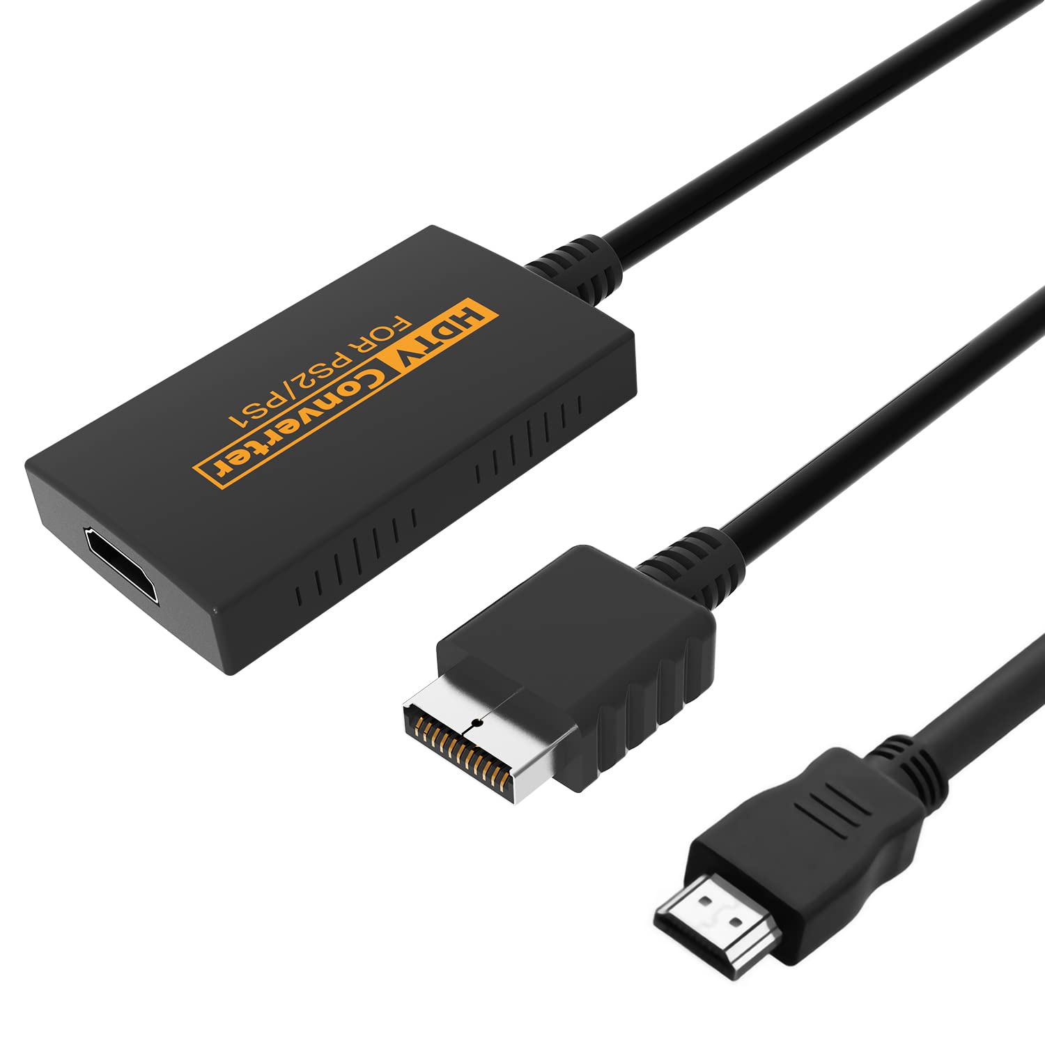 IQIKU PS2 HDMI Adapter - HDMI Converter for PS1/PS2, True RGB Output, 720p/1080p Resolution, Black