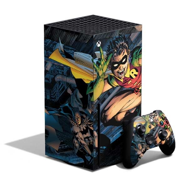 Skinit Decal Gaming Skin Compatible with Xbox Series X Bundle - Officially Licensed DC Comics Batman All Star Batman & Robin  The Boy Wonder (Batman & Robin in Action) by Jim Lee Design