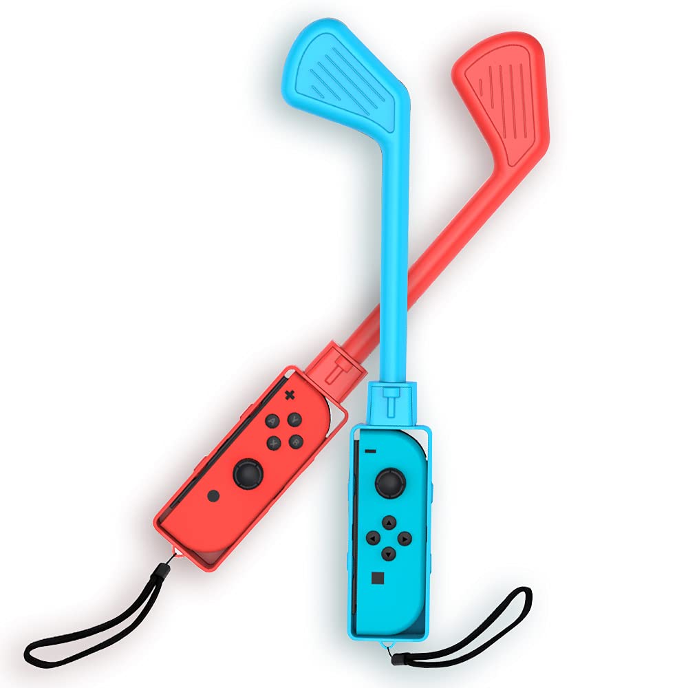Nargos Golf Culb for Nintendo Switch Joy-Con Controller  Sports Game Accessories for Mario Golf-Super Rush - 2 Pack (Blue-Red)
