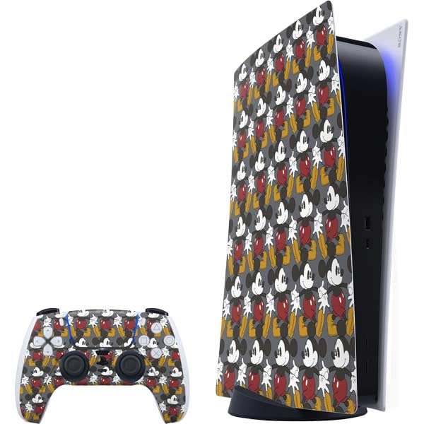 Skinit Decal Gaming Skin Compatible with PS5 Bundle - Officially Licensed Disney Mickey Mouse Vintage Pattern Design
