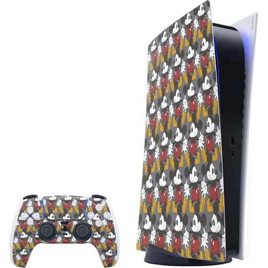 Skinit Decal Gaming Skin Compatible with PS5 Bundle - Officially Licensed Disney Mickey Mouse Vintage Pattern Design