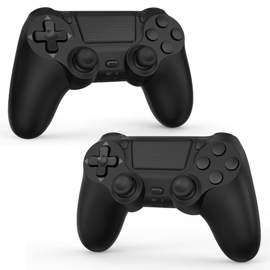 FASIGO Wireless Controller for PS4 Slim/Pro - 20h Rechargeable, Dual Vibration, Ergonomic Grip, Black - 2 Pack