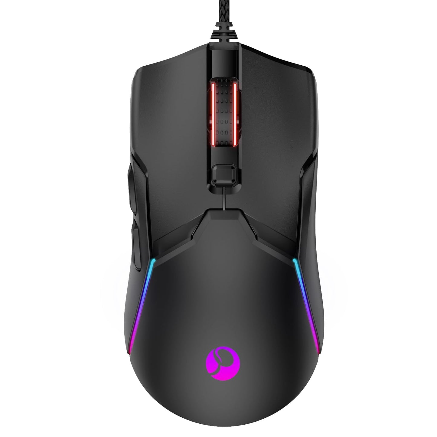 SPEEDORA Wired Ergonomic Mouse, 8000 DPI, 12 Backlit Modes, Customizable Keys, Model AH-CMD6-34N7, Black