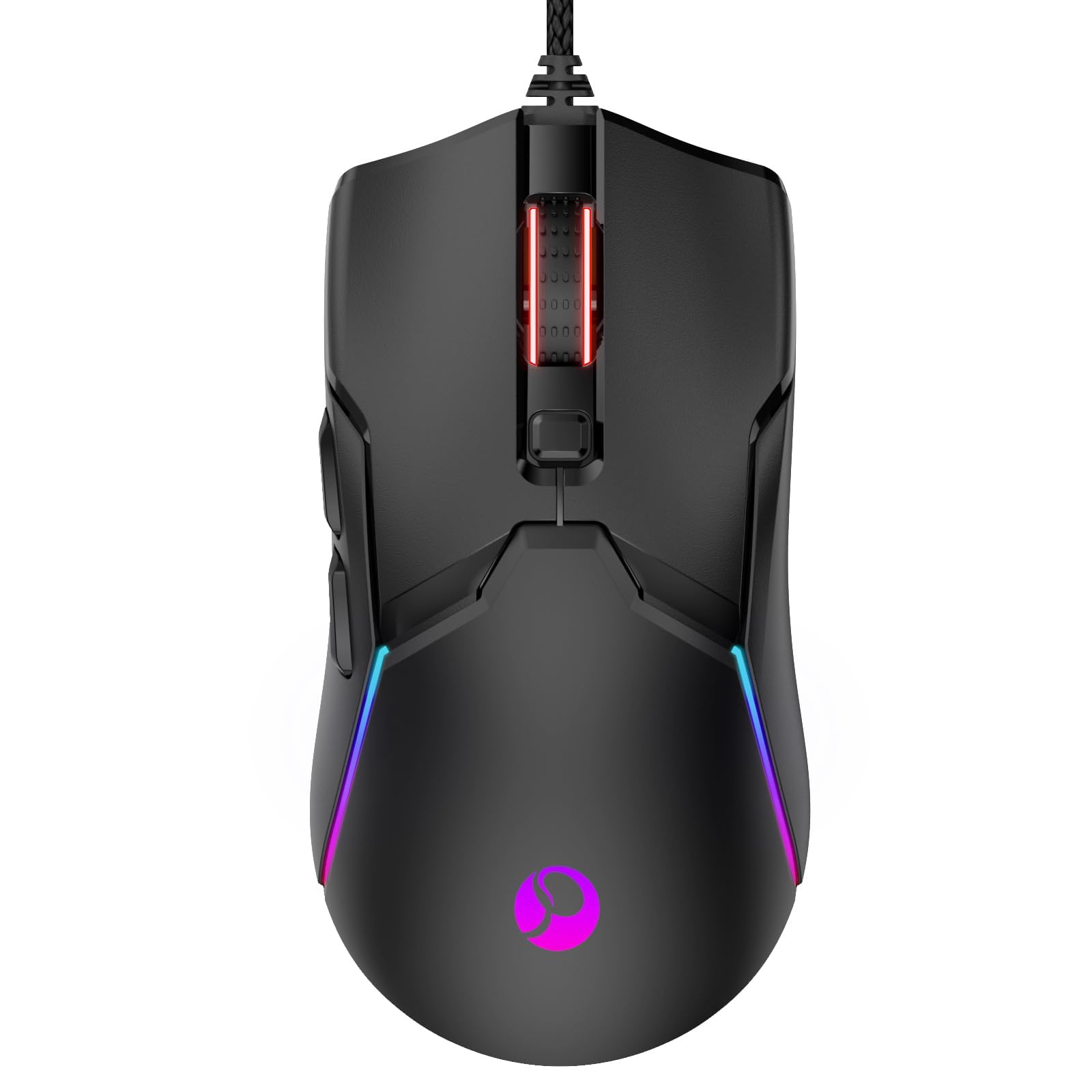 SPEEDORA Wired Ergonomic Mouse, 8000 DPI, 12 Backlit Modes, Customizable Keys, Model AH-CMD6-34N7, Black