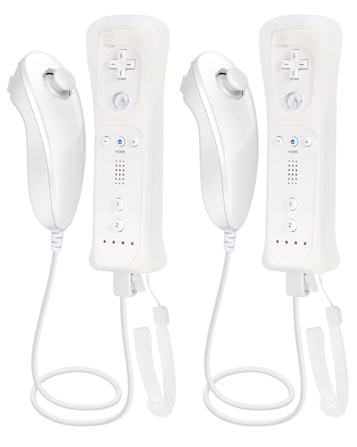 Motion-Sensing Remote Controller with Nunchunk for Wii and Wii U Games - Controller for Wii Remotes - Wii Controller with Nunchunk - Set of 2