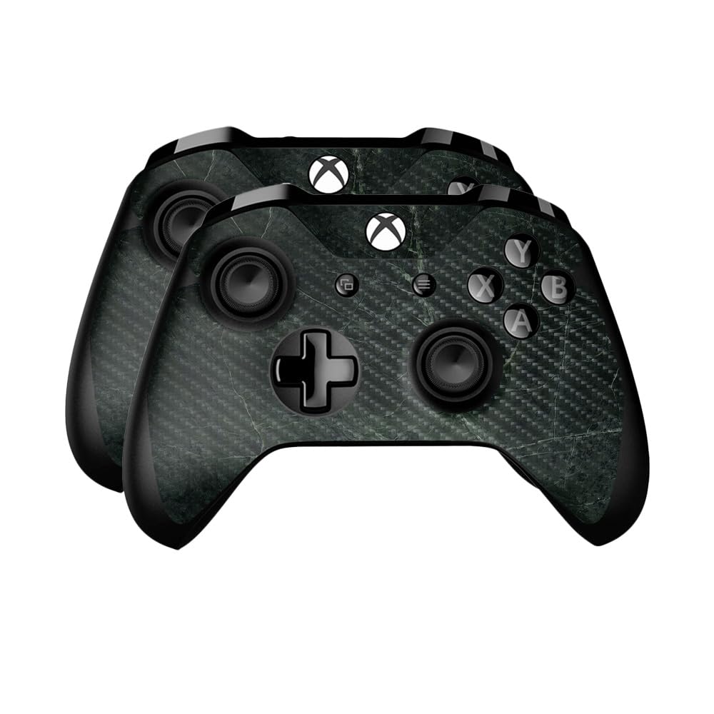 Carbon Fiber Skin Compatible with Microsoft Xbox One Controller (2 Pack) - Green Marble - Premium 3M Vinyl Protective Wrap Decal Cover - Easy to Apply | Crafted in The USA by MightySkins