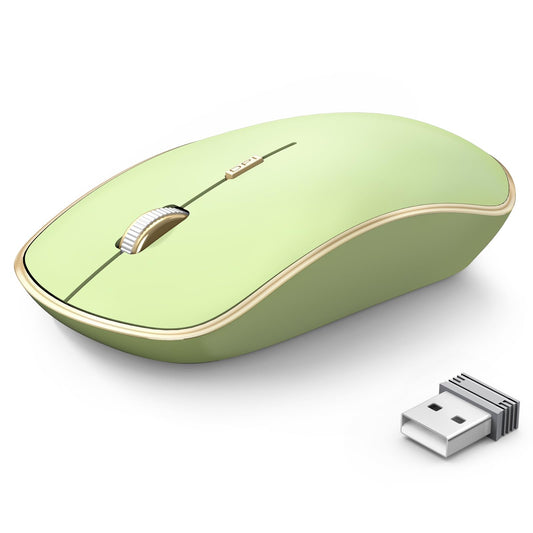 JOYACCESS Wireless Silent Mouse - 2.4G Portable USB Mouse, 5 Adjustable DPI, Light Green, Model J-2401