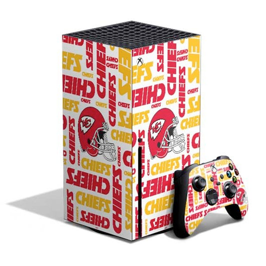 Skinit Decal Gaming Skin Compatible with Xbox Series X Bundle - Officially Licensed NFL Kansas City leaders White Blast Design