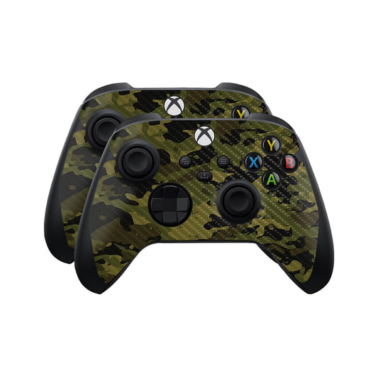 Carbon Fiber Skin Compatible with Microsoft Xbox Series X|S Controller (2 Pack) - Green Camouflage - Premium 3M Vinyl Protective Wrap Decal Cover - Easy to Apply | Crafted in The USA by MightySkins