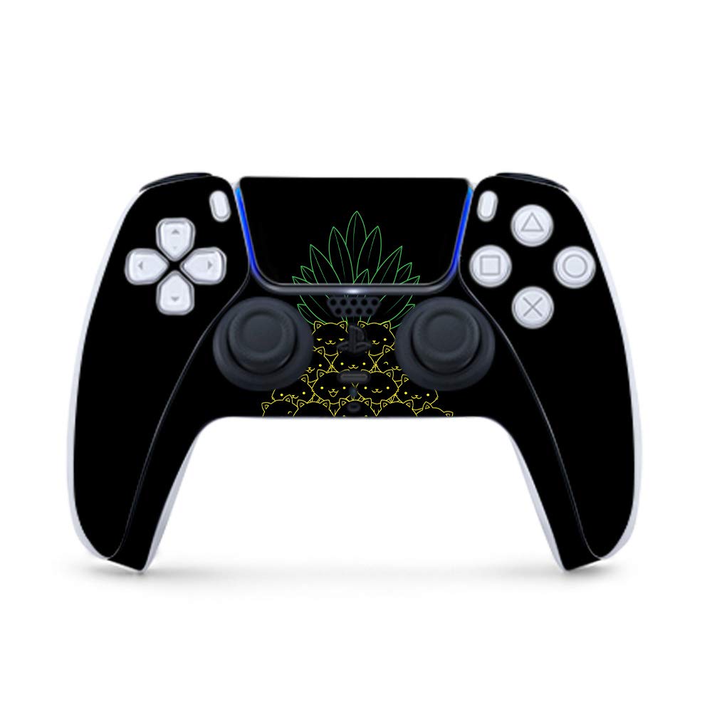 MightySkins Gaming Skin for PS5 / Playstation 5 Controller - Cat Pineapple | Protective Viny wrap | Easy to Apply and Change Style | Made in The USA