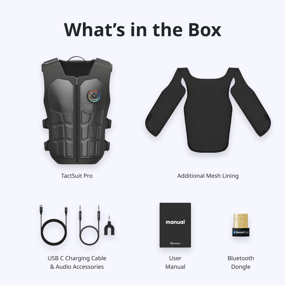 bHaptics TactSuit Pro - Immersive Haptic Vest for VR & Gaming, 32 Feedback Motors, Model BHAP-TS-PRO