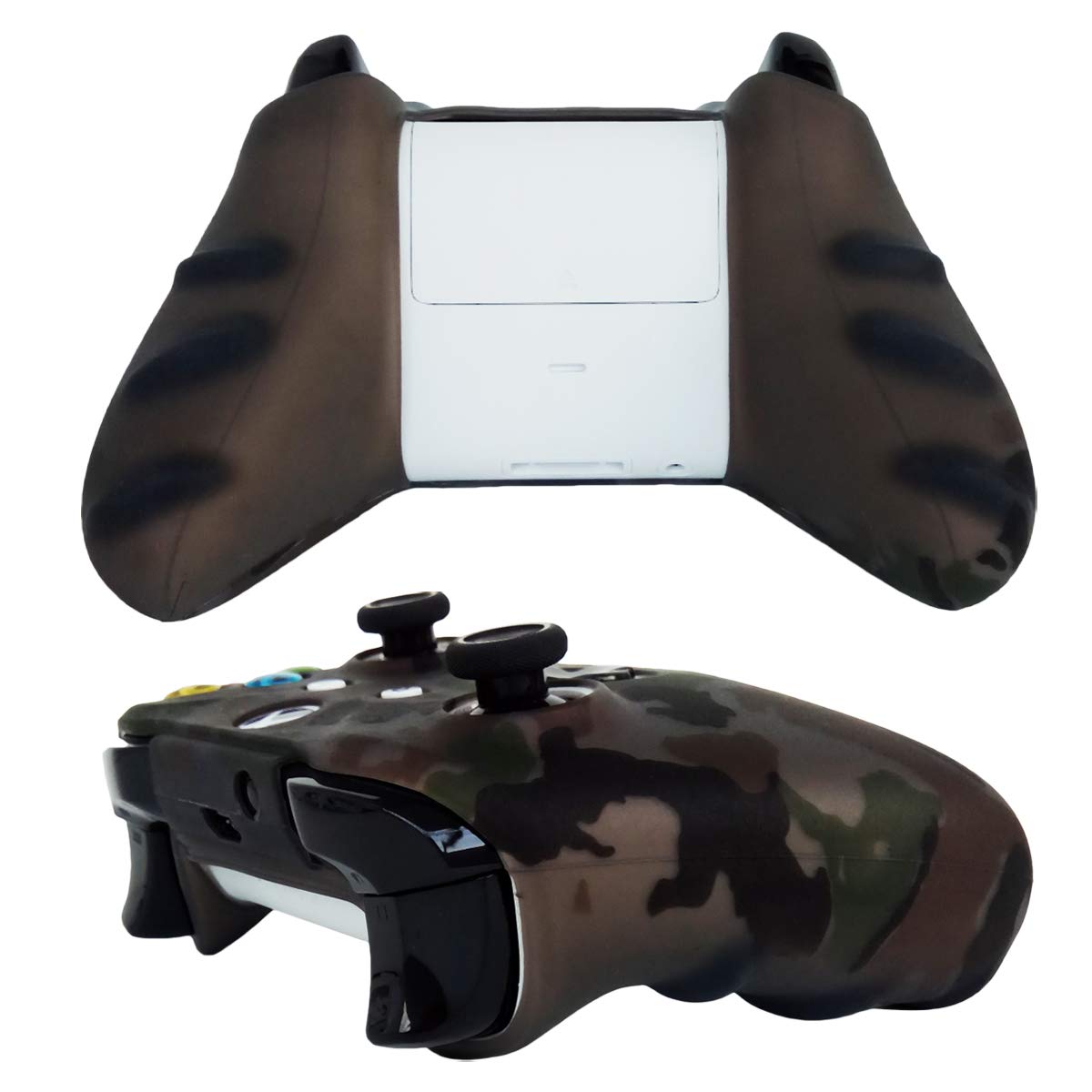 Hikfly Silicone Gel Cover for Xbox One/S/X Controller - Camouflage Skin Protector - Grey - Includes 8 Thumb Grip Caps