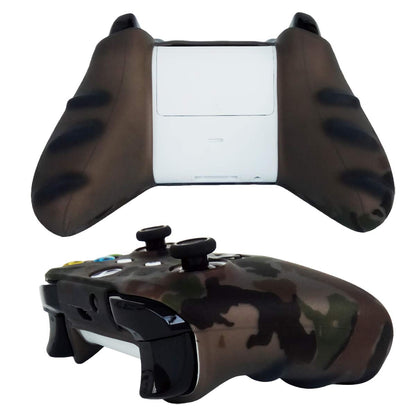 Hikfly Silicone Gel Cover for Xbox One/S/X Controller - Camouflage Skin Protector - Grey - Includes 8 Thumb Grip Caps
