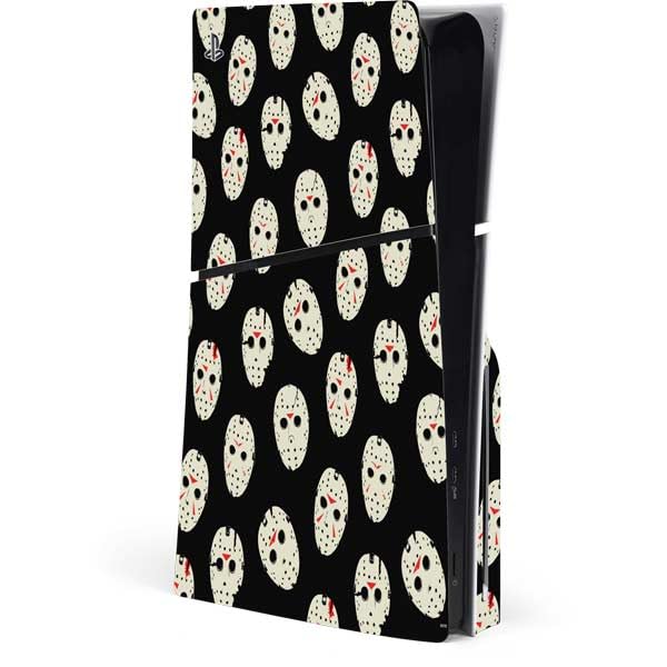 Skinit Decal Gaming Skin Compatible with PS5 Slim Disk Console - Officially Licensed Warner Bros Friday The 13th Jason Voorhees Pattern Design
