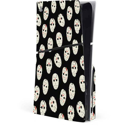 Skinit Decal Gaming Skin Compatible with PS5 Slim Disk Console - Officially Licensed Warner Bros Friday The 13th Jason Voorhees Pattern Design