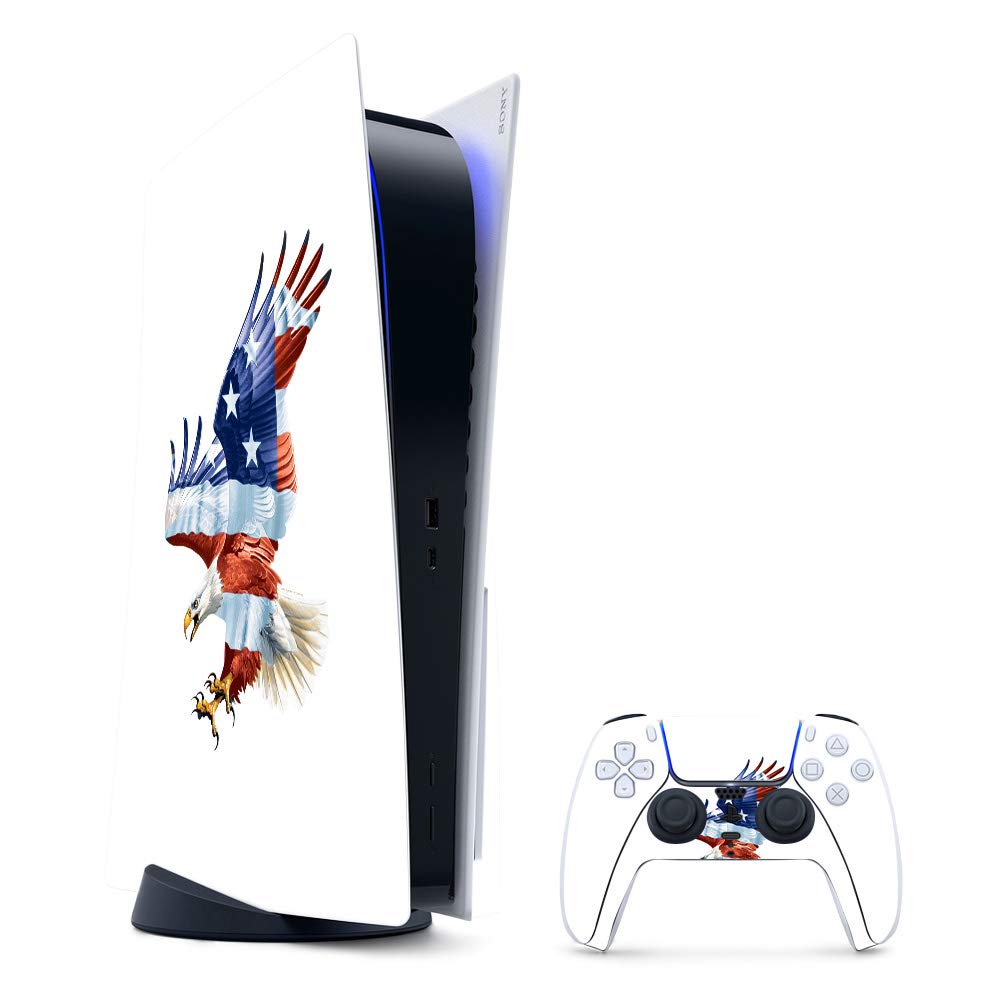 MightySkins Gaming Skin for PS5 / PlayStation 5 Bundle - American Eagle | Protective Viny wrap | Easy to Apply and Change Style | Made in The USA