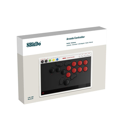 8Bitdo Arcade Controller for Switch & Windows – Bluetooth, 2.4G, Wired, Retro Design, Low-profile Switches, 4 Programmable Buttons, Model 6922621507611