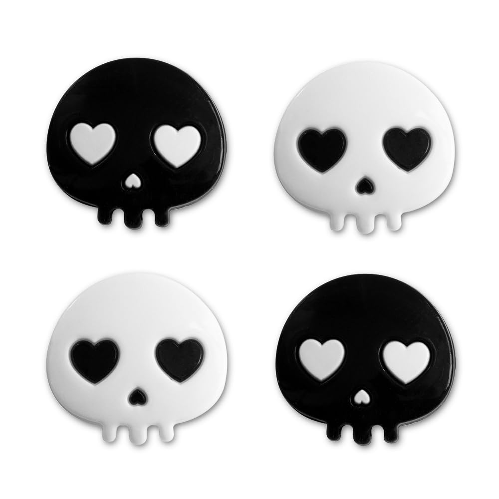 PERFECTSIGHT Switch Thumb Grips  Cute Halloween Joystick Caps for Nintendo Switch/Switch Lite/Switch OLED  4 PCS Thumbstick Cover Analog Stick Button Cover for NS Joycon Controller  Black White Skull