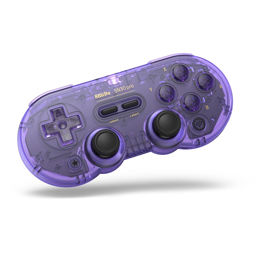 8Bitdo SN30 Pro Wireless Controller - Bluetooth, Rumble Vibration, USB-C, Compatible with Switch/Switch 2, Windows, Mac, Android - Crystal Purple