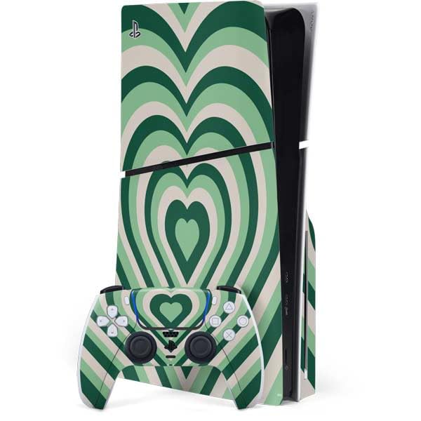 Skinit Decal Gaming Skin Compatible with PS5 Slim Disk Bundle - Lucky Heart Pattern Design