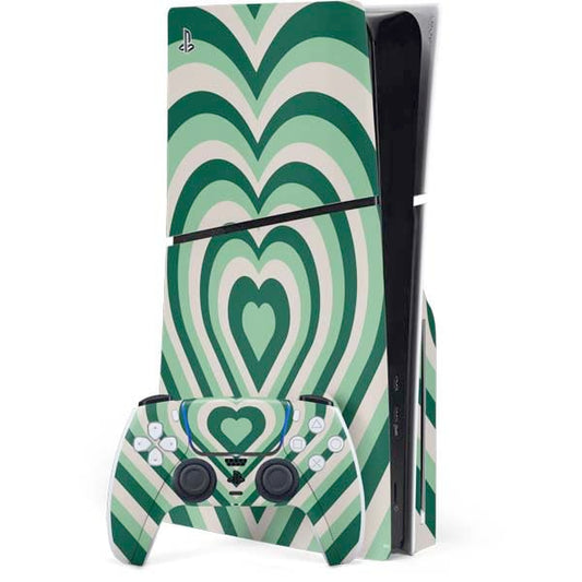 Skinit Decal Gaming Skin Compatible with PS5 Slim Disk Bundle - Lucky Heart Pattern Design