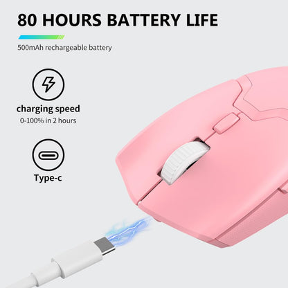 DeLUX M800PRO Wireless Gaming Mouse - Rechargeable, 26000DPI PAW3395 Sensor, Tri-Mode, Huano Pink Switches, Rose Color