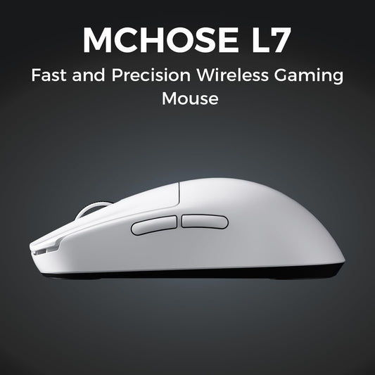 MCHOSE L7 Pro Wireless Gaming Mouse - PAW3395 26K Sensor, Tri-Mode Connection, 39g Ultra-Light, White